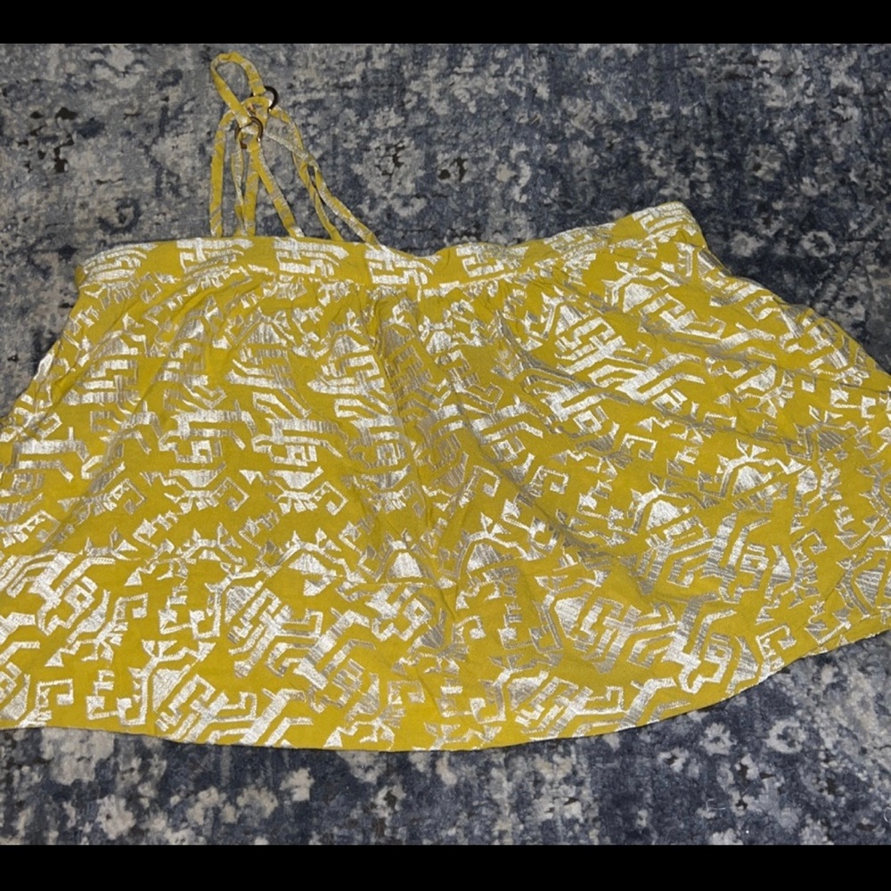 Anthropologie flowy bandeau top with shimmery stitched abstract pattern